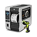 Zebra ZT610 Printer Angled Left with DS3600 Scanner Zebra ZT610 Printer Angled Left with DS3600 Scanner